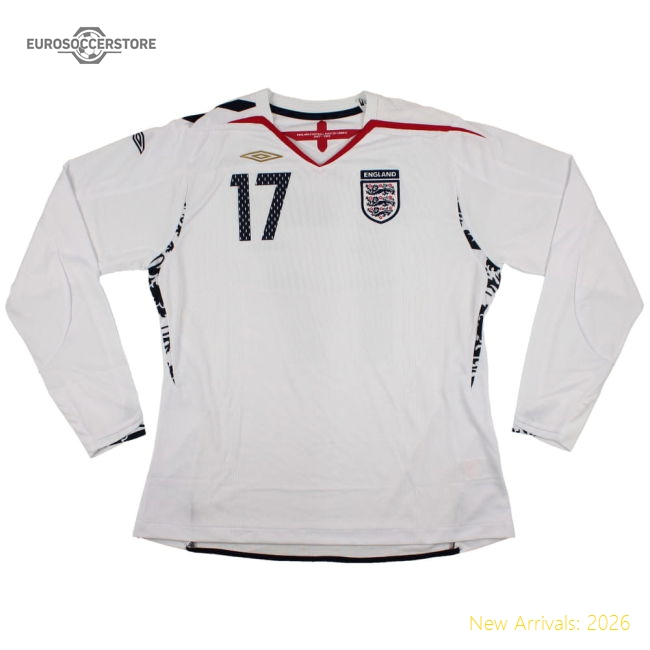 England 2007-09 Long Sleeve Home Shirt (Womans - 16) #17 (Excellent)-Football Jersey Hub