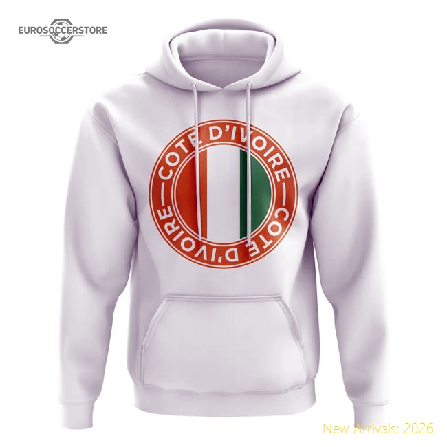 Côte d’Ivoire Football Badge Hoodie (White)-Football Jersey Hub