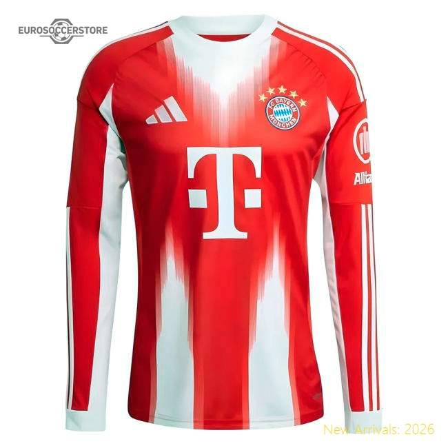 2025-2026 Bayern Munich Long Sleeve Home Shirt-Football Jersey Hub