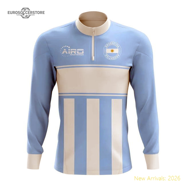 Argentina Concept Football Half Zip Midlayer Top (Sky Blue-White)-Football Jersey Hub