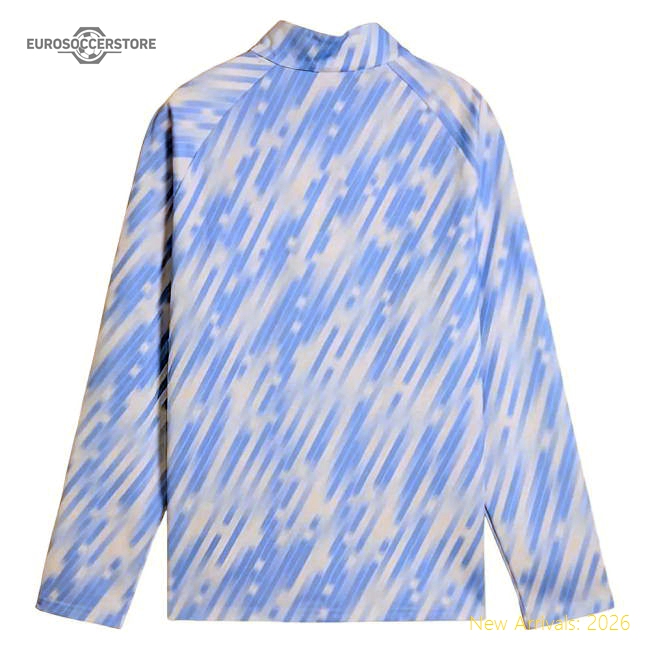 2025-2026 Man City Warm Up 1/4 Zip Top (Silver Sky) - Kids-Football Jersey Hub