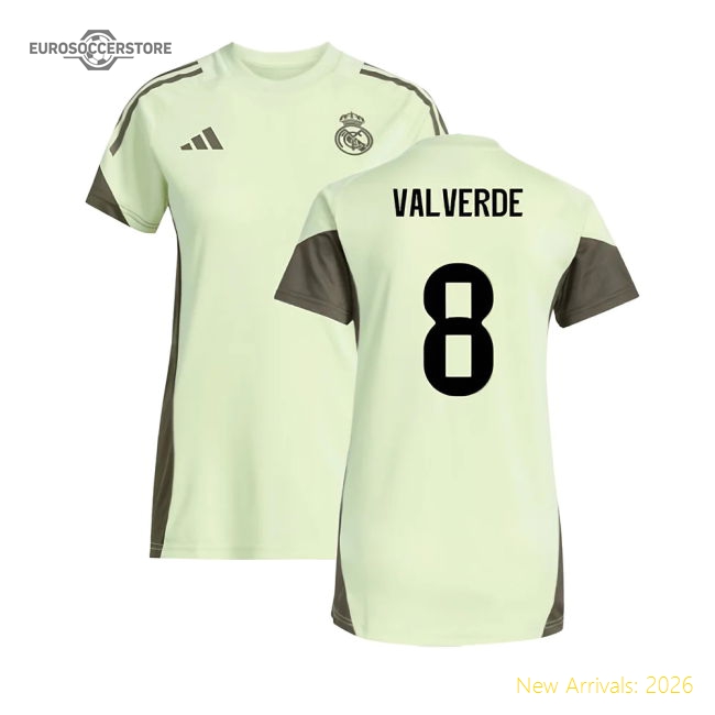 2025-2026 Real Madrid Training Jersey (Almost Lime) - Womens (Valverde 8)-Football Jersey Hub