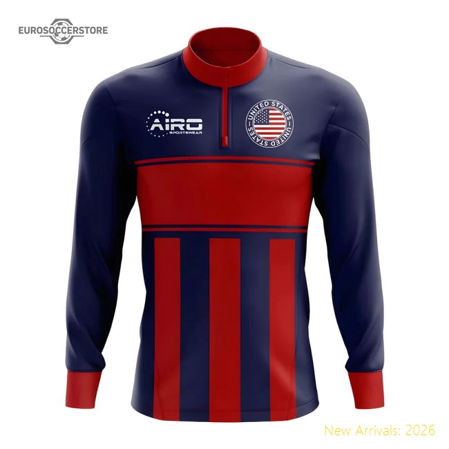 USA Concept Football Half Zip Midlayer Top (Blue-Red)-Football Jersey Hub