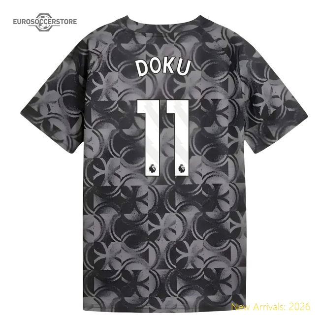 2025-2026 Man City Warm Up Jersey (Black) - Kids (Doku 11)-Football Jersey Hub
