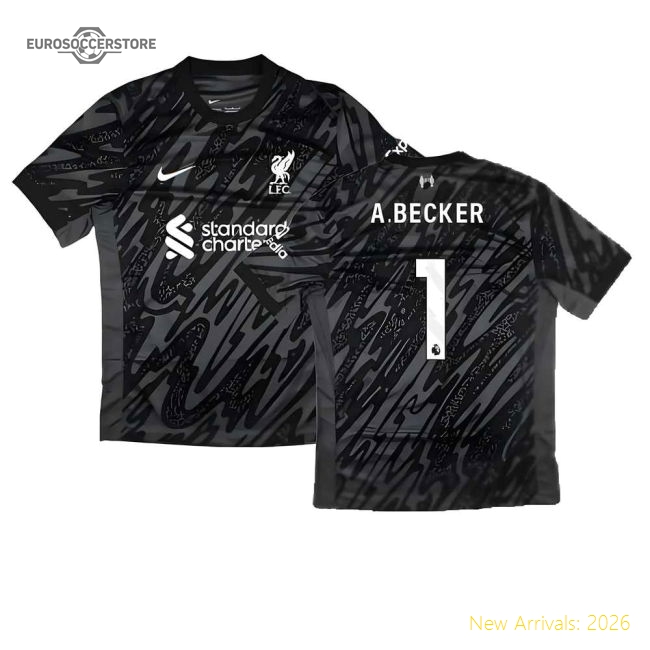 2024-2025 Liverpool Home Goalkeeper Shirt (Black) (A.Becker 1)-Football Jersey Hub