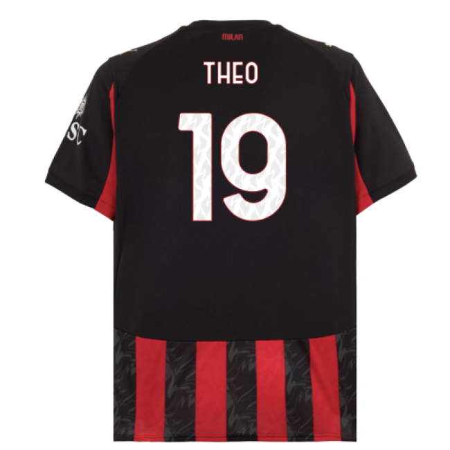 2025-2026 AC Milan Home Shirt (Theo 19)-Football Jersey Hub