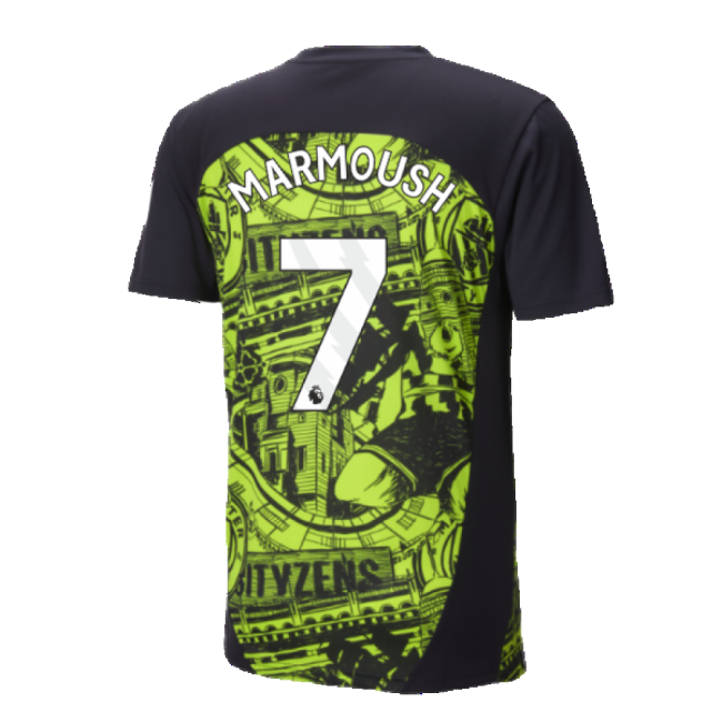 2024-2025 Man City Pre-Match Shirt (Yellow Glow) - Kids (Marmoush 7)-Football Jersey Hub