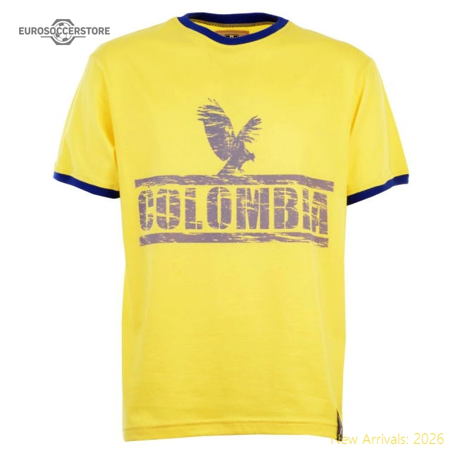 Colombia T-Shirt - Yellow/Royal Ringer-Football Jersey Hub