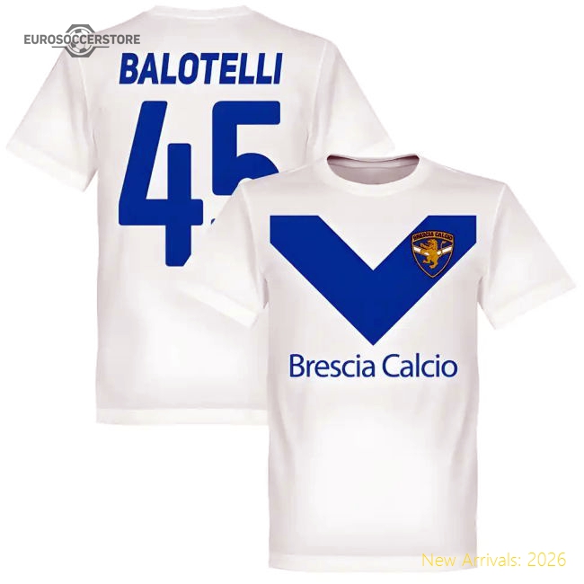 Brescia Balotelli 45 Team T-Shirt - White-Football Jersey Hub