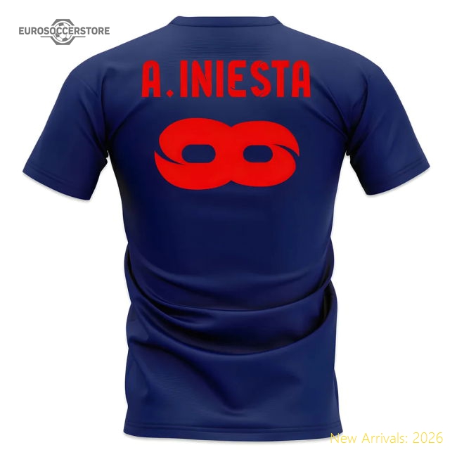 Andres Iniesta Trophy Count T-Shirt (Navy)-Football Jersey Hub