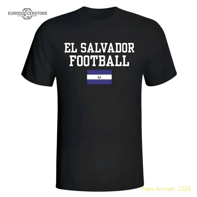 El Salvador Football T-Shirt - Black-Football Jersey Hub