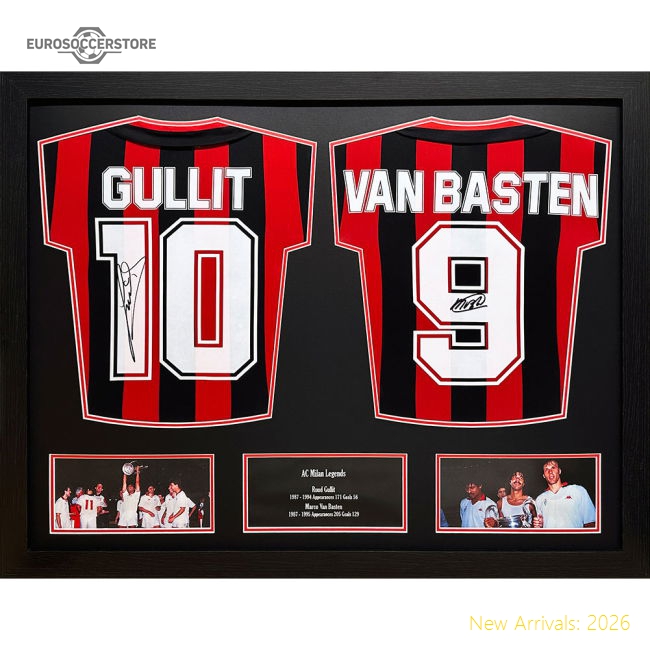 AC Milan 1988 Gullit & Van Basten Signed Shirts (Dual Framed)-Football Jersey Hub