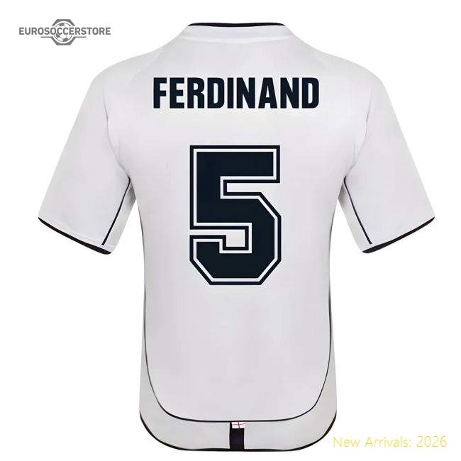 England 2002 Retro Football Shirt (FERDINAND 5)-Football Jersey Hub