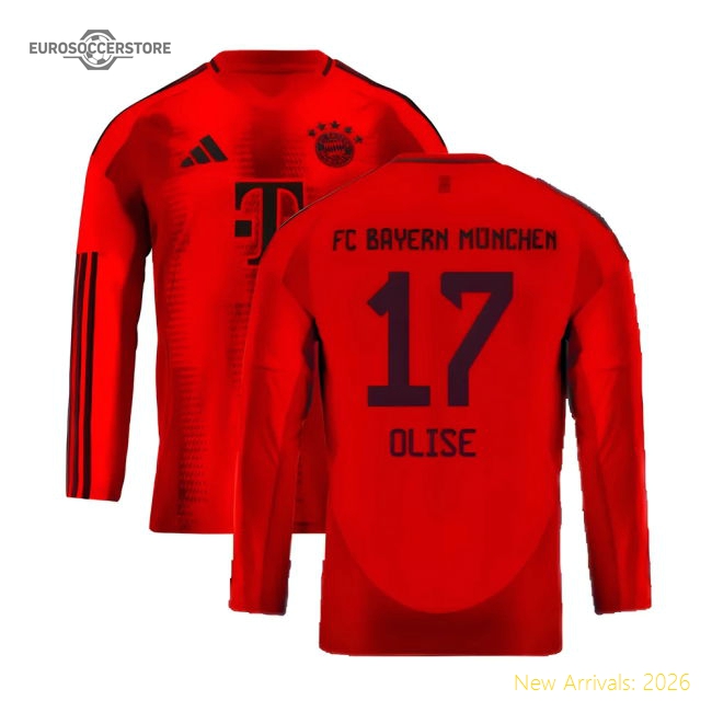 2024-2025 Bayern Munich Long Sleeve Home Shirt (Kids) (Olise 17)-Football Jersey Hub