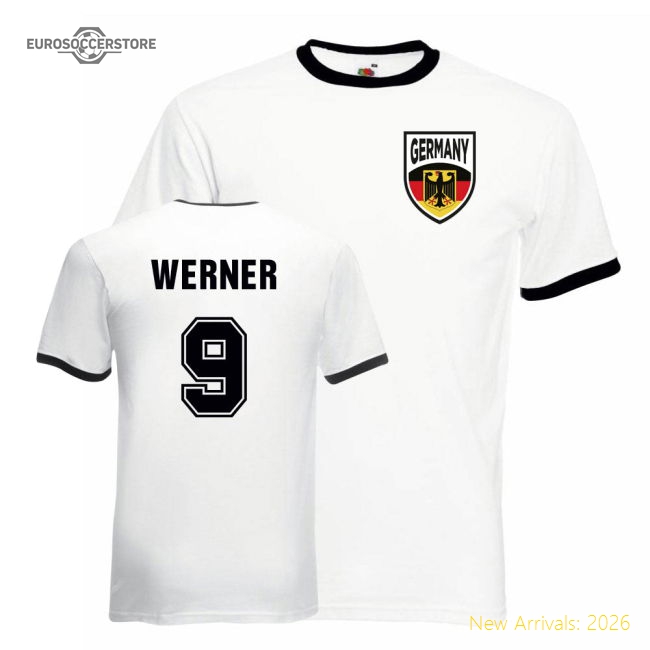 Timo Werner Germany Ringer Tee (white-black)-Football Jersey Hub