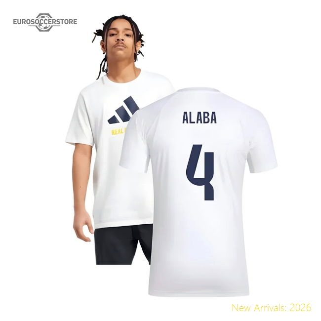 2025-2026 Real Madrid Seasonal Graphic Tee (White) (Alaba 4)-Football Jersey Hub