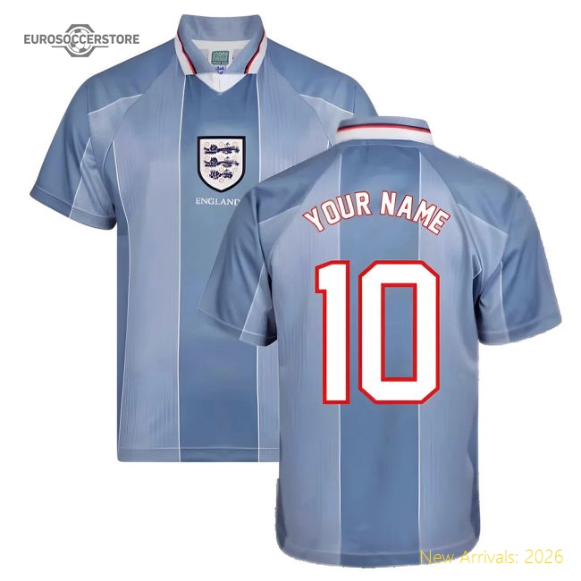 Score Draw England 1996 Away Euro Championship Retro Football Shirt (Your Name)-Football Jersey Hub