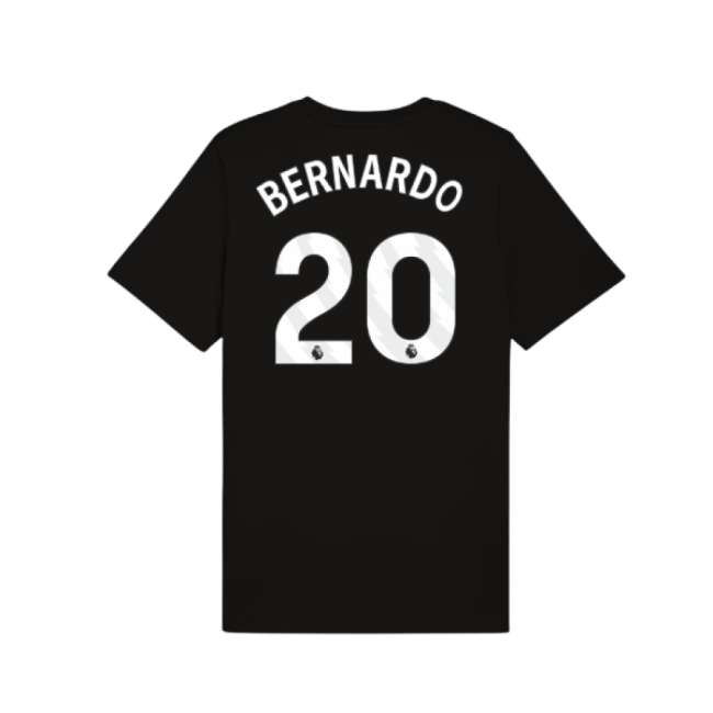 2025-2026 Man City FtblESS Tee (Black) (Bernardo 20)-Football Jersey Hub