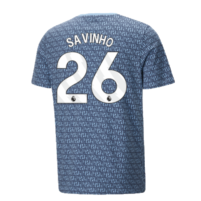 2024-2025 Man City ftblCulture Tee AOP (Navy) - Kids (Savinho 26)-Football Jersey Hub