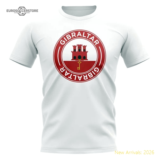 Gibraltar Football Badge T-Shirt (White)-Football Jersey Hub