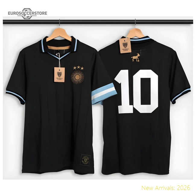 Argentina Messi Polo Shirt Sol GOAT Captain Black-Football Jersey Hub