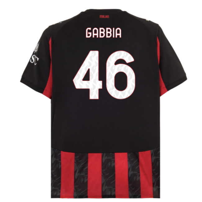 2025-2026 AC Milan Home Shirt (Gabbia 46)-Football Jersey Hub