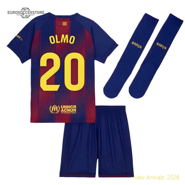 2025-2026 Barcelona Home Mini Kit (Olmo 20)-Football Jersey Hub