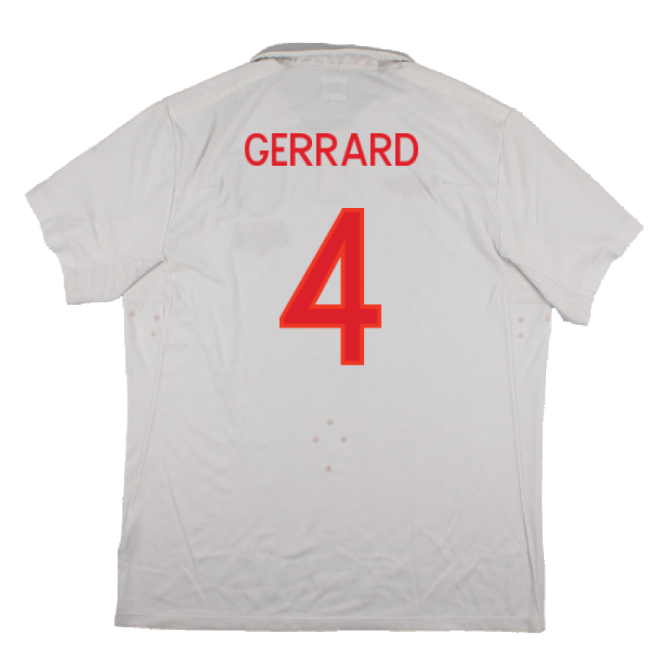 England 2009-10 World Cup Home shirt (XL) (Very Good) (GERRARD 4)-Football Jersey Hub