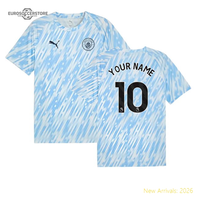 2025-2026 Man City Warm Up Jersey (Silver Sky) (Your Name)-Football Jersey Hub