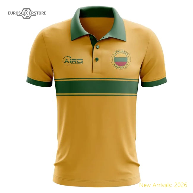 Lithuania Concept Stripe Polo Shirt (Yellow)-Football Jersey Hub