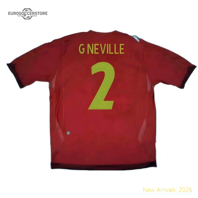 England 2006-08 Away Shirt (XLB 158cm) (Excellent) (G NEVILLE 2)-Football Jersey Hub