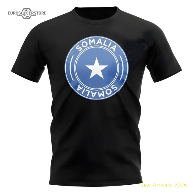 Somalia Football Badge T-Shirt (Black)-Football Jersey Hub