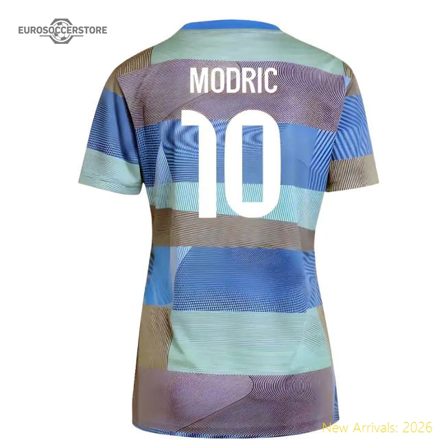 2025-2026 Real Madrid Pre-Match Shirt (Bluebird) - Womens (Modric 10)-Football Jersey Hub