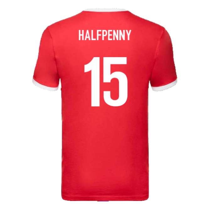 British and Irish Lions Ringer T-Shirt (Red) (Halfpenny 15)-Football Jersey Hub