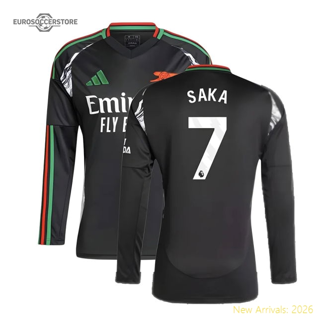 2024-2025 Arsenal Away Long Sleeve Shirt (Saka 7)-Football Jersey Hub