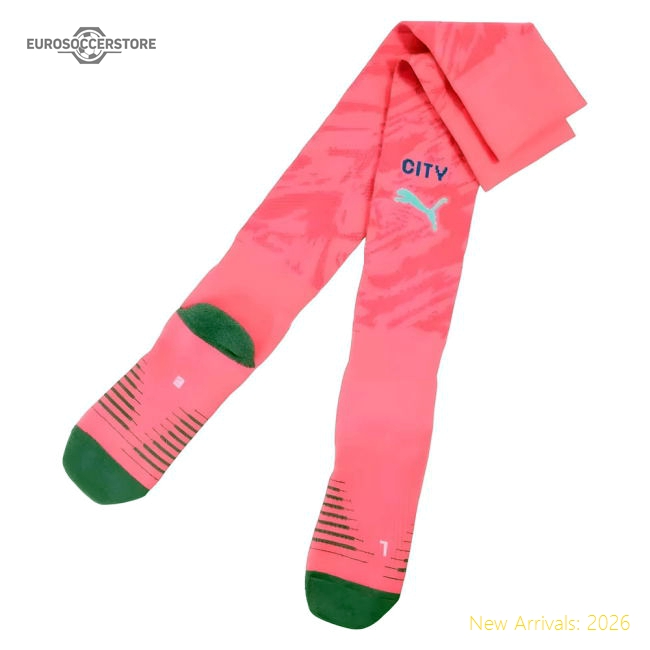 2025-2026 Man City Goalkeeper Home Socks (Pink)-Football Jersey Hub