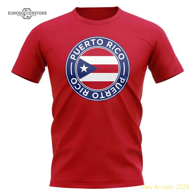 Puerto Rico Football Badge T-Shirt (Red)-Football Jersey Hub