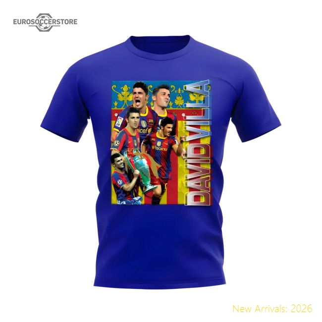 David Villa Barcelona Bootleg T-Shirt (Blue)-Football Jersey Hub