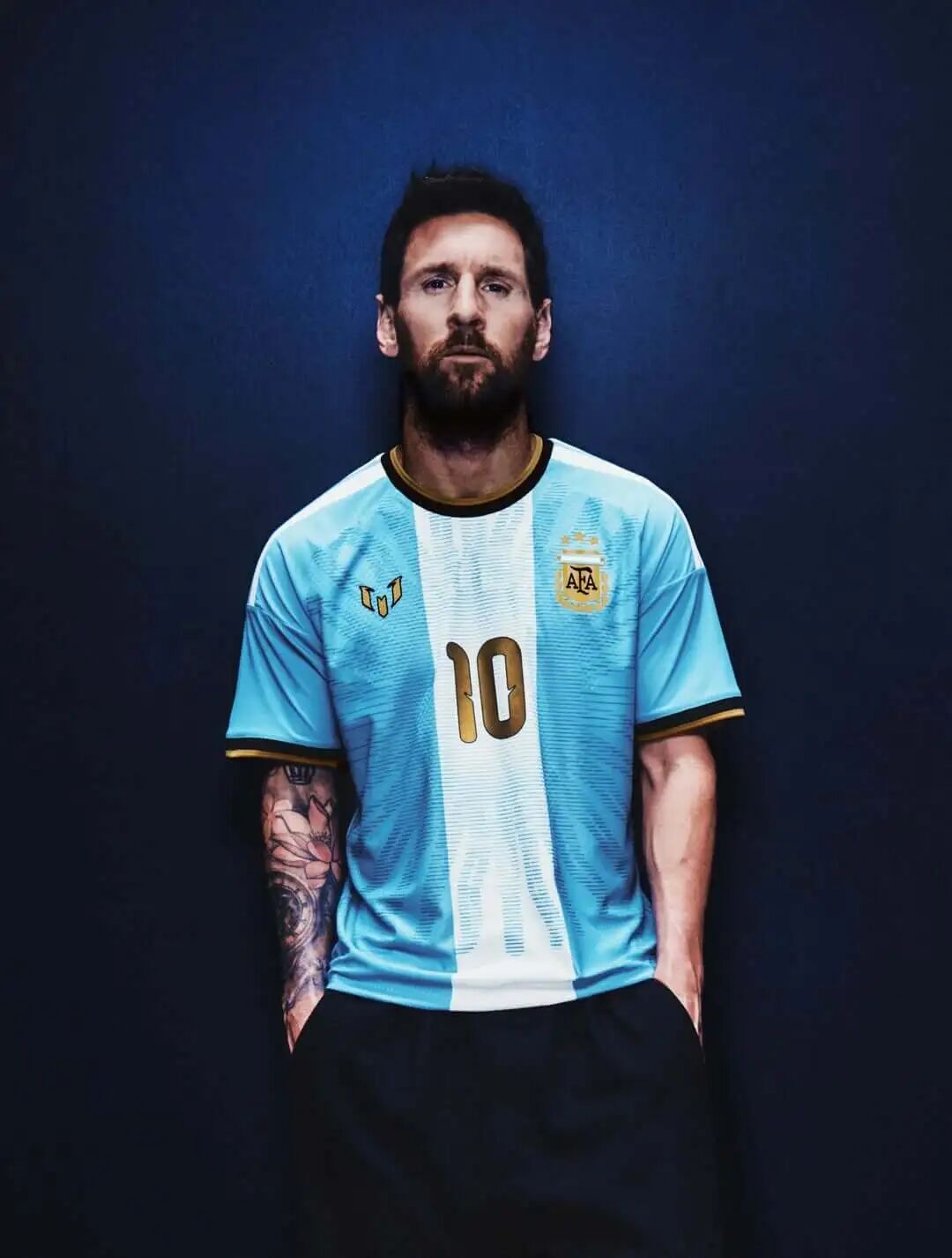 Messi wearing the 2026 Argentina special edition farewell shirt, front view