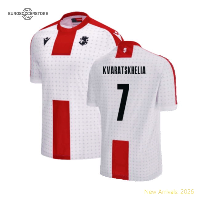 2024-2025 Georgia Home Shirt (Kids) (Kvaratskhelia 7)-Football Jersey Hub