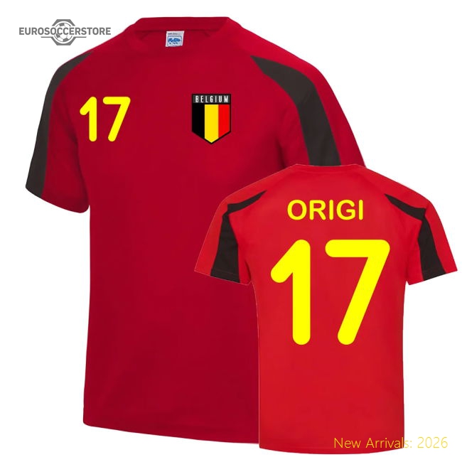 Divock Origi Belgium Sports Training Jersey (Red-Black)-Football Jersey Hub