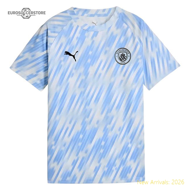 2025-2026 Man City Warm Up Jersey (Silver Sky) - Kids-Football Jersey Hub