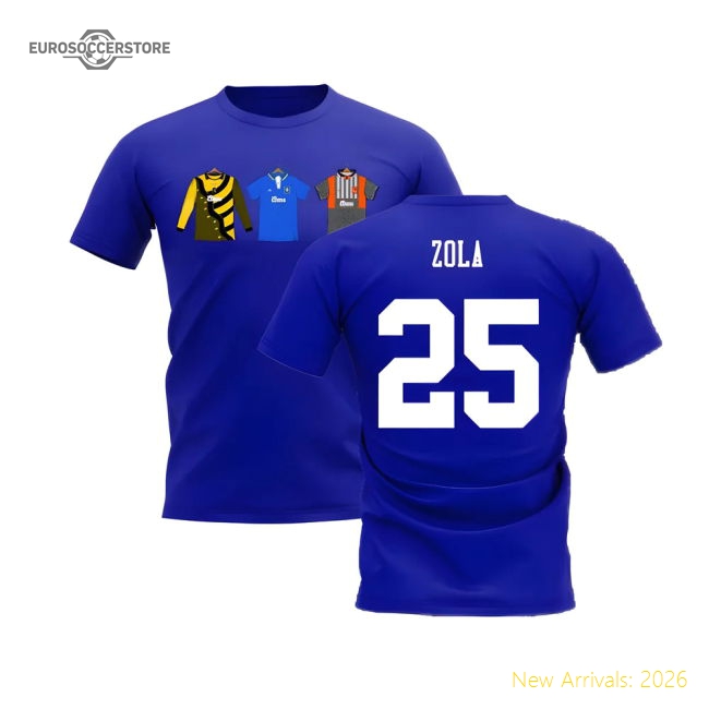 Chelsea 1995-1996 Retro Shirt T-shirts (Blue) (Zola 25)-Football Jersey Hub