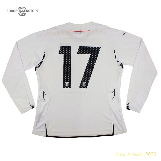 England 2007-09 Long Sleeve Home Shirt (Womans - 16) #17 (Excellent)-Football Jersey Hub