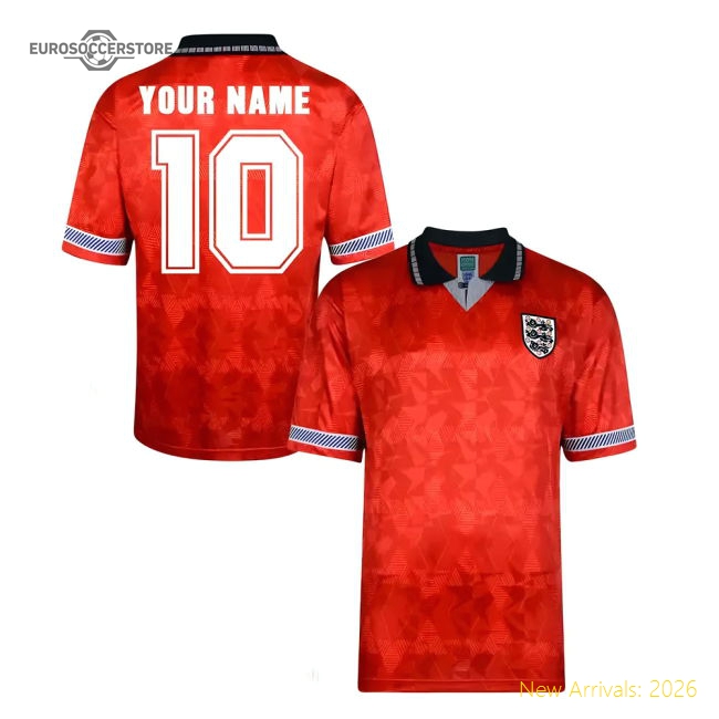 Score Draw England World Cup 1990 Away Shirt (Your Name)-Football Jersey Hub