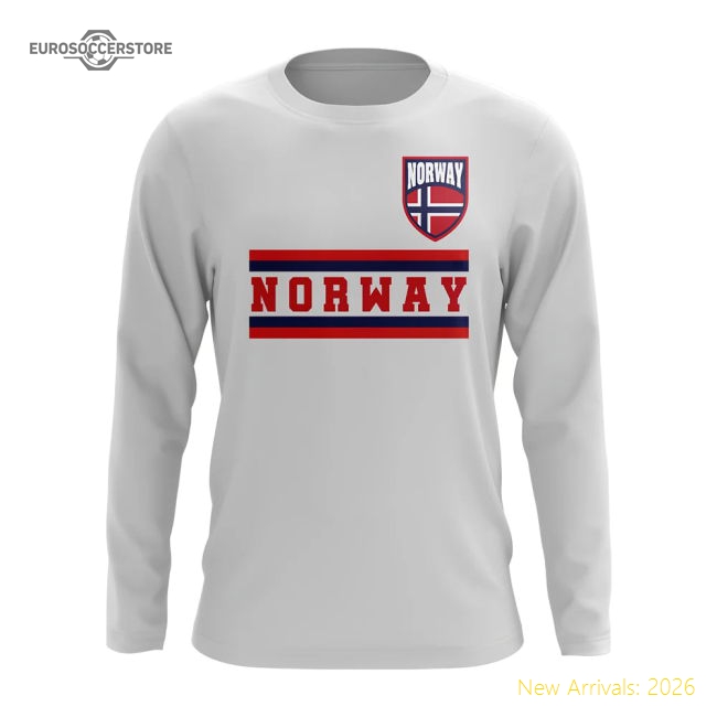 Norway Core Football Country Long Sleeve T-Shirt (White)-Football Jersey Hub