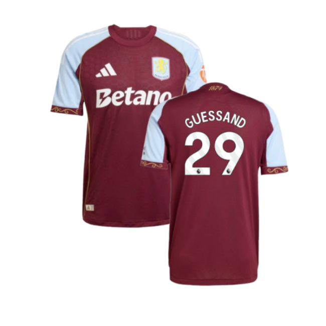 2025-2026 Aston Villa Authentic Home Shirt (Guessand 29)-Football Jersey Hub