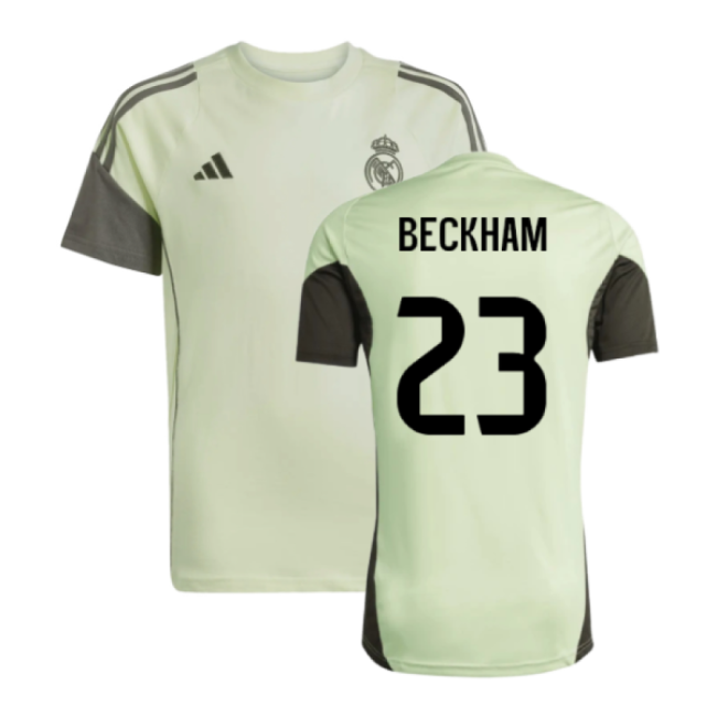 2025-2026 Real Madrid Training Tee (Almost Lime) - Kids (Beckham 23)-Football Jersey Hub