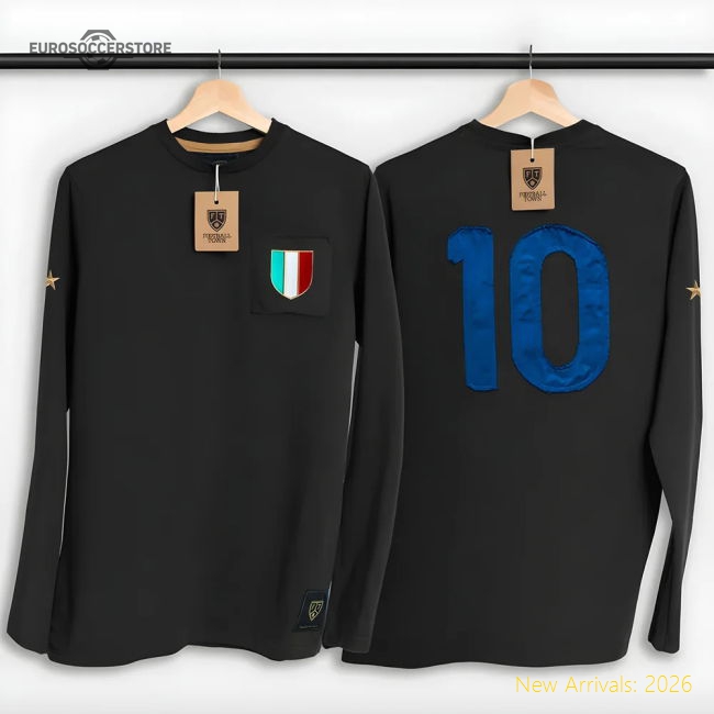 Italy Gli Azzurri Black Number 10 Retro Shirt-Football Jersey Hub