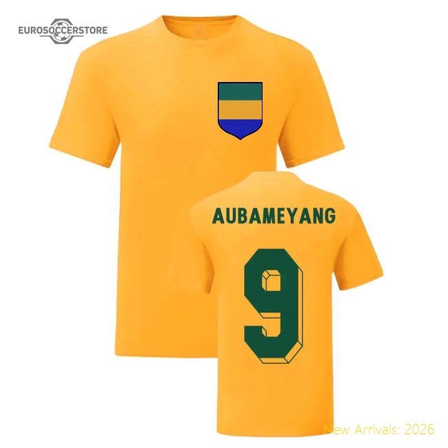 Pierre-Emerick Aubameyang Gabon National Hero Tee (Yellow)-Football Jersey Hub